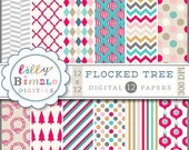 50% off Christmas digital papers scrapbooking red treesm bulbs, wreaths, modern chevron Instant Download commercial use Il_170x135