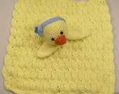 Crochet Baby Blanket--Tag Along Comfy Duck-Baby Shower gift