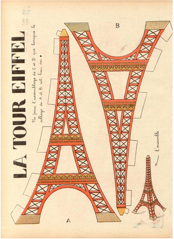 printable vintage Eiffel Tower DIY home decor La Tour