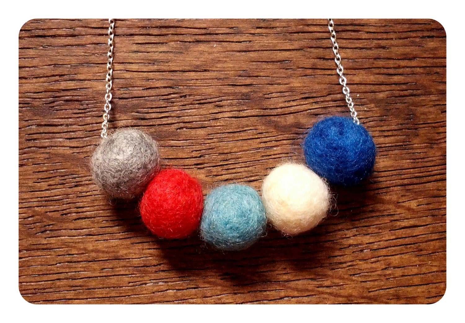 Handmade Felt Ball Necklace Jewelry Felted Balls Red