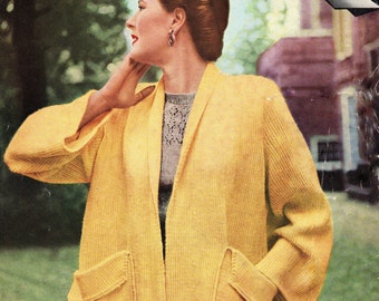 Swing Coat Jacket 1950s pdf Vintage Knitting Pattern email delivery