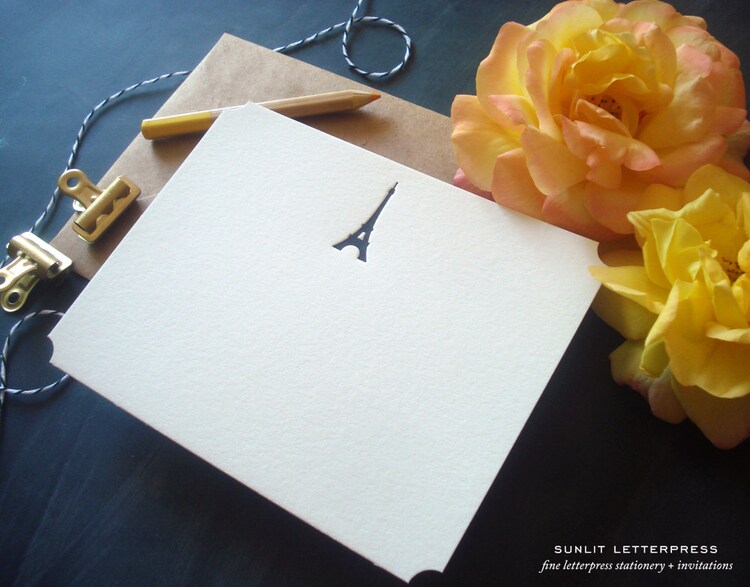 Eiffel Tower Cards Eiffel Tower Note Cards by sunlitletterpress