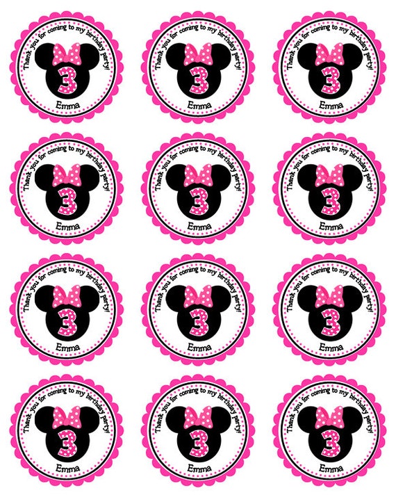 Personalized Minnie Mouse Stickers Gift Tags Party Favors