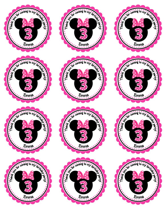 personalized minnie mouse stickers gift tags party favors address