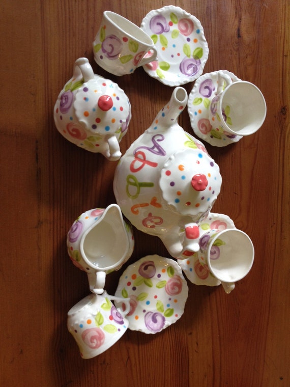 Colorful Flowers Tea set Personalized Little Girl's