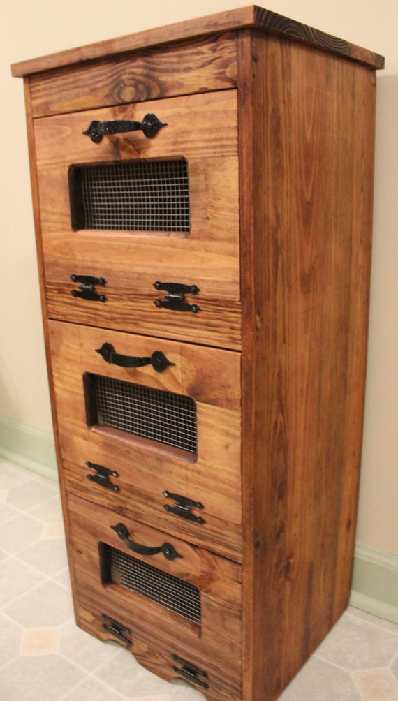 Rustic Vegetable Bin Potato Storage Cupboard Primitive Kitchen