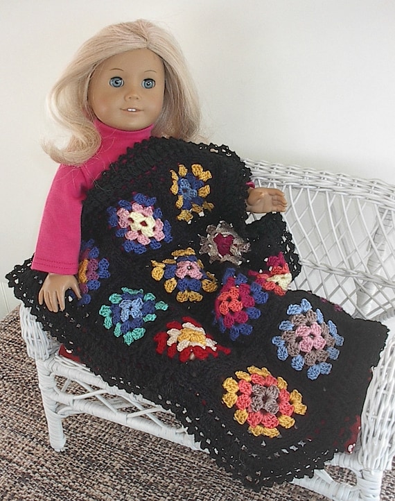 American Girl Doll Crocheted Granny Square Afghan Blanket