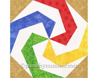 Lollipop quilt block pattern, paper pieced quilt patterns, instant download PDF pattern, geometric quilt pattern, kids quilt pattern