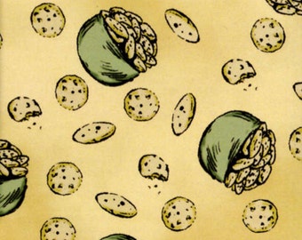 Chocolate Chip Cookies on Cream Pure Cotton Fabric Frog and Toad Together y1354-48 chocolate chip cookie by the fat quarter or half yard