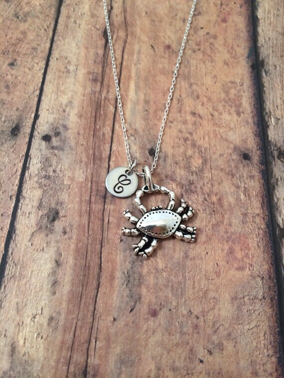 Crab initial necklace crab jewelry ocean jewelry Maryland