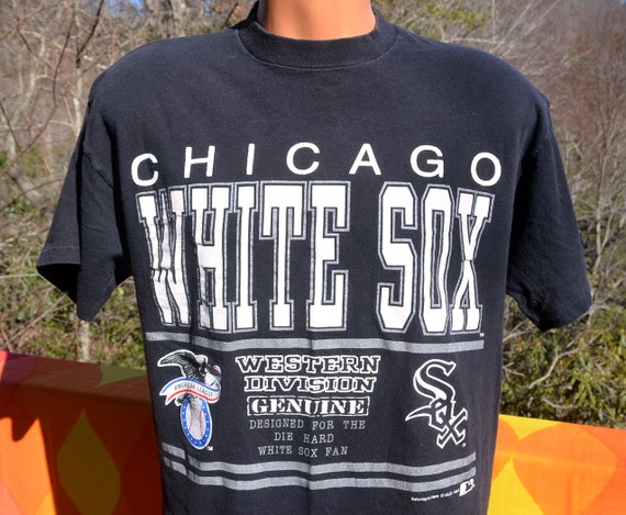 vintage t-shirt chicago WHITE SOX baseball mlb black tee 90s