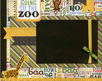 12x12 Premade Scrapbook Page - We're Going to the Zoo