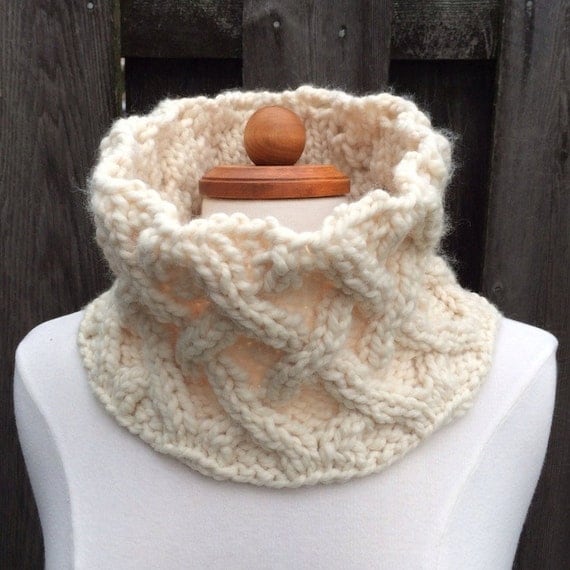 Trellis Cable Cowl Neck Warmer Neck Gaiter Hand Knit