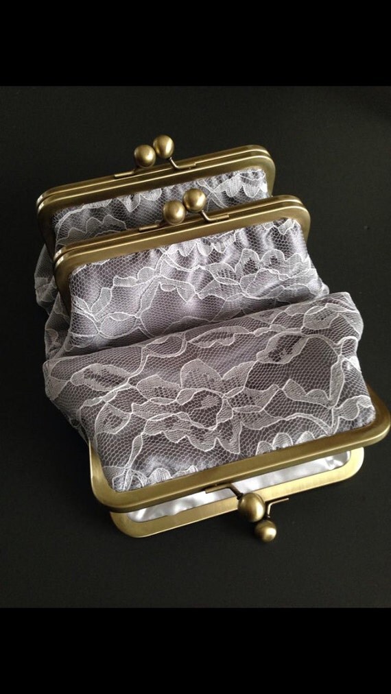 satin silver clutch