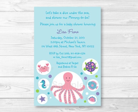 Pink Under the Sea Baby Shower Invitation PRINTABLE Il_570xn