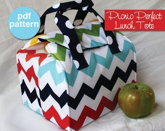 Picnic Perfect Lunch Tote - PDF Sewing Pattern - Bento Box Carrier