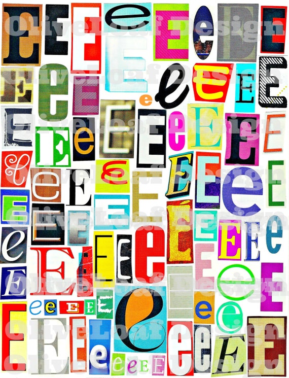 multicolor single letter e e printable digital single letter