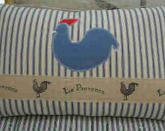 French BLuE TiCKinG Pillow FEATHER Down Chicken CoTTaGe SHaBBY CHiC 12 x 20 PiLLow
