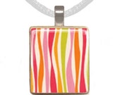 Scrabble Pendant - SUMMER STRIPE