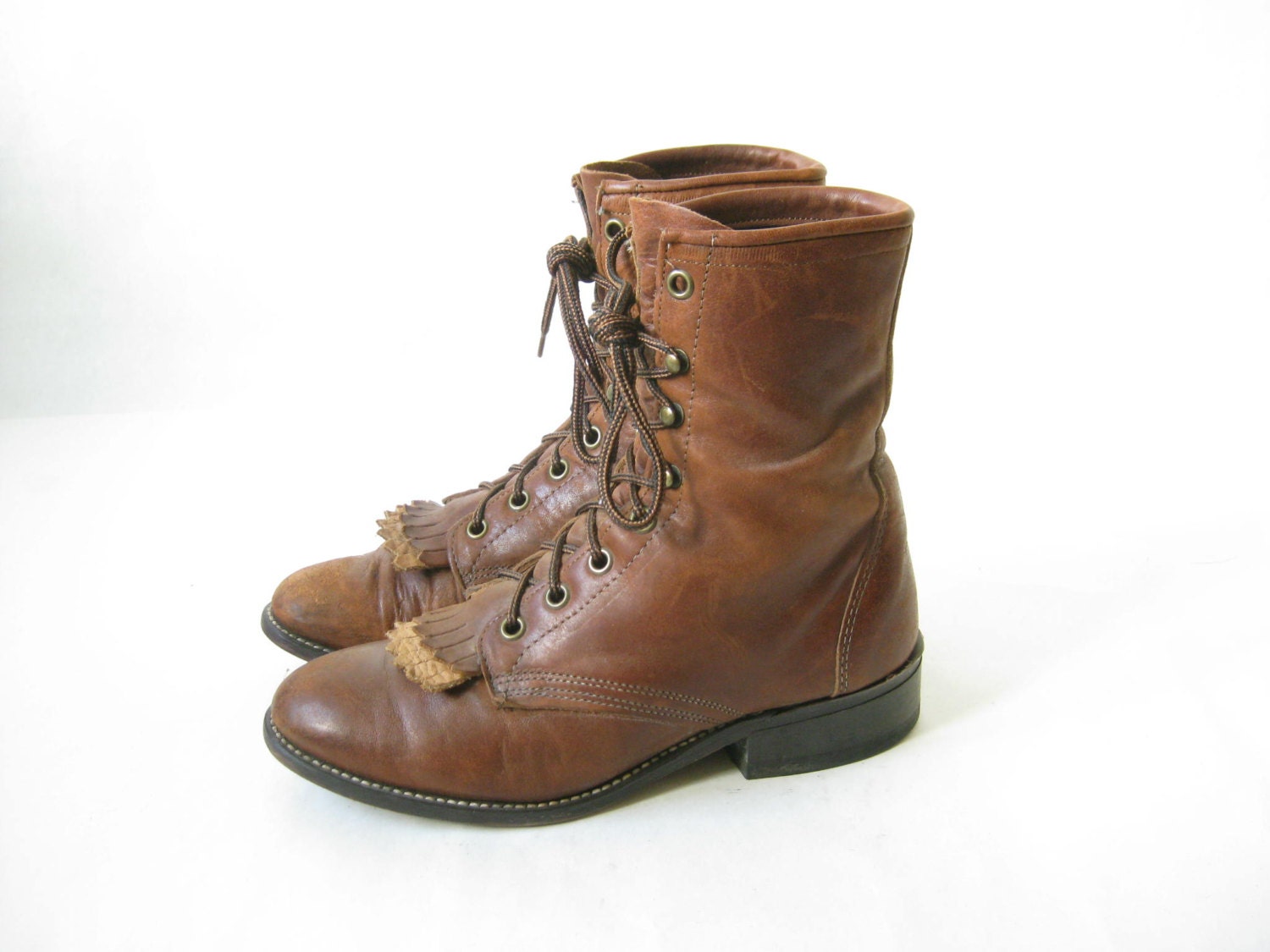Vintage Roper Boots. Brown Leather Lace Up Roper Boots. Size 6
