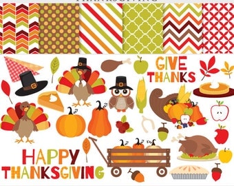 Thanksgiving clipart - thanks giving clip art turkey fall pilgrims pumpkin pie leaves apples corn horn plenty for personal commercial use