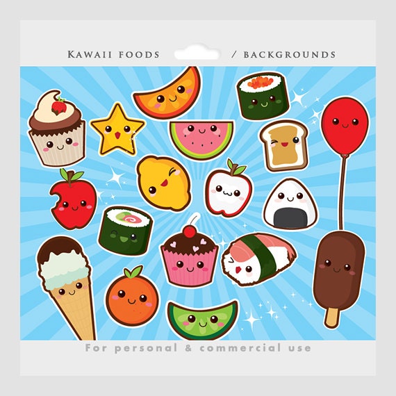 Cute food clipart kawaii clip art Japanese cute sushi