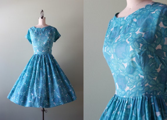 1950s dress / vintage 1950s Sweetest Shade of Blue by HolliePoint