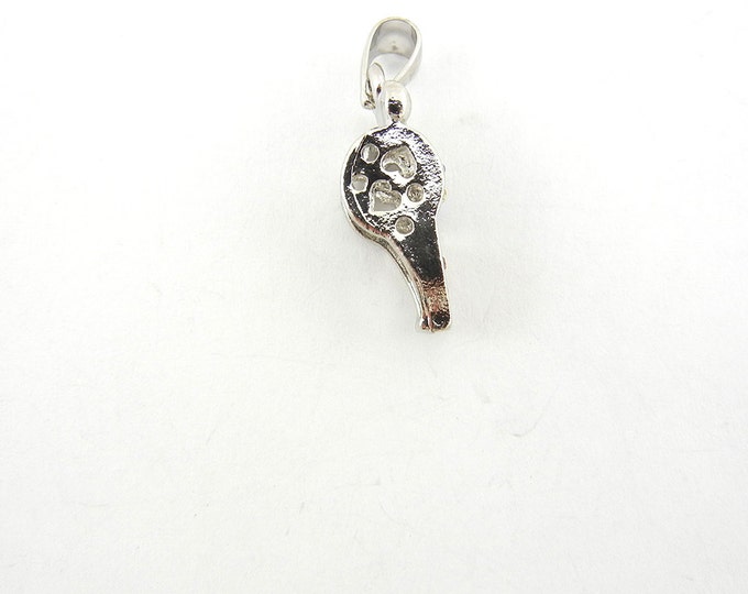 Small Silver-tone Whistle Pendant with Pastel Rhinestones