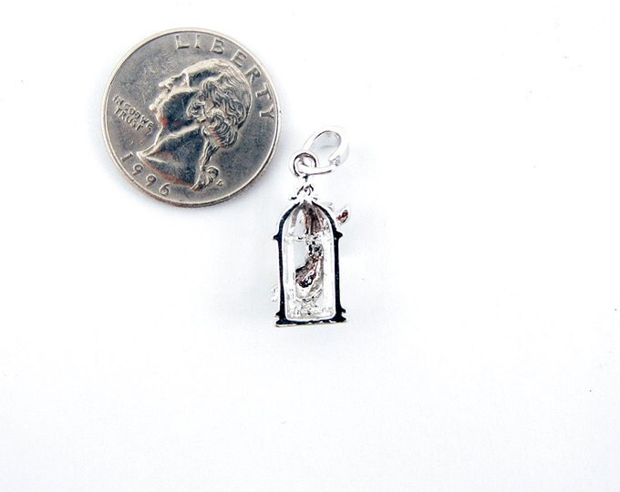 Small Bird on Birdcage Pendant