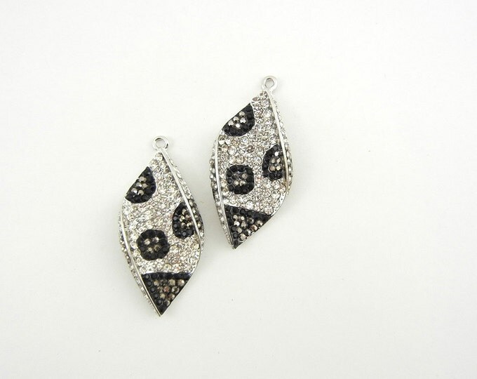 Pair of Animal Print Drop Charms Black and White