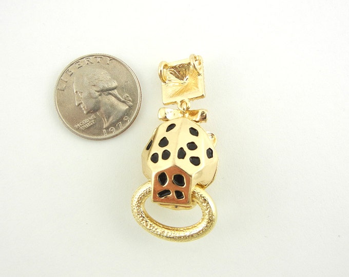 Gold-tone Leopard Pendant with Rhinestones Double Link