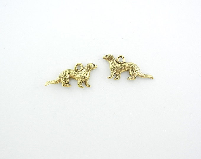 Pair of Gold-tone Pewter Ferret Charms
