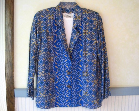 Jacket. Shades of blue and yellow / gold. Size S-M. by oldstyle