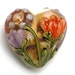 Light Pink w/Orange Floral Heart Focal Bead - Handmade Glass Lampwork Bead 11815005