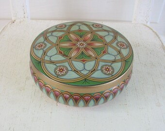 Vintage Metal Tin Box Biscuit Candy Storage Flowers Pink Blue