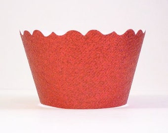 Glitter Red Cupcake Wrappers - Includes 12