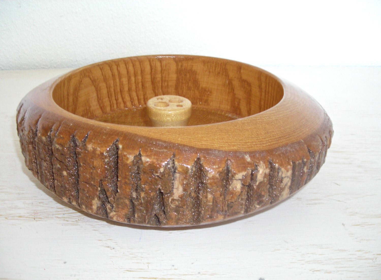 wooden log nut bowl rustic tree dish solid turned wood