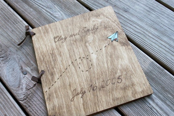 Custom Wedding Guest Book - Paper Airplane by LazyLightningArt