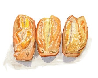 Trio of Buttermilk Bars Watercolor Illustration Print