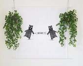 Hello Bears Illustration Large Wall Nursery Decor Tapestry Wall Hanging Banner Children's Room Home Decor Wall Art