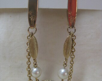 Gold Pearl Sweater Guard Clip Vintage