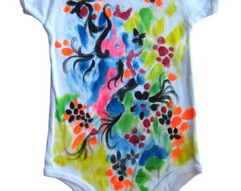 Flower Meadow Infant Baby Rib Short Slv One-Piece