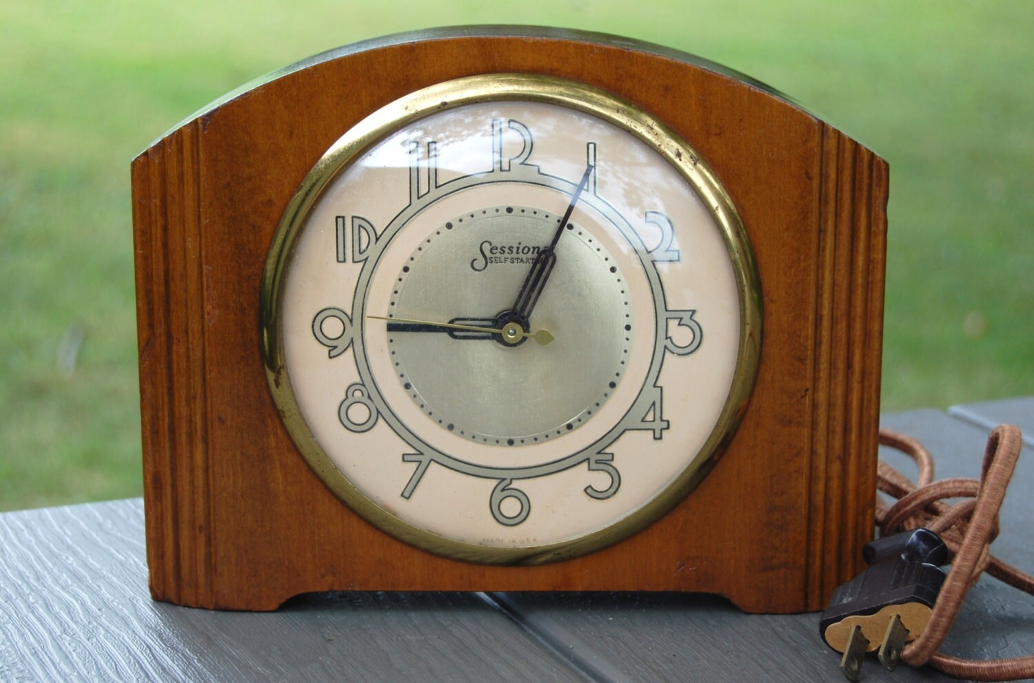 Vintage Wooden Sessions Electric Mantle Clock by C3L35T3 on Etsy