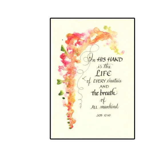 Inspirational Watercolor Bible Verse in Calligraphy with