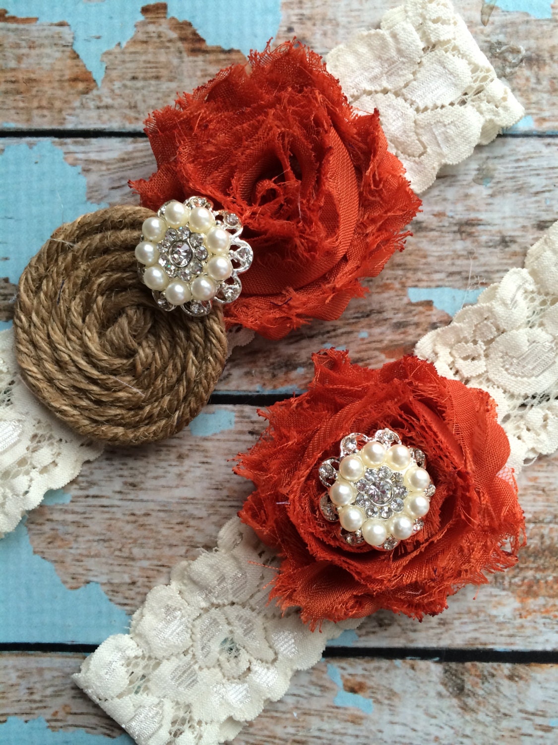 BURNT ORANGE & Burlap garter /wedding garter / bridal garter