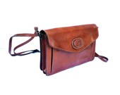 SPIGOLA Italian Vintage Brown Tan Leather Satchel / Crossover Bag / Shoulderbag