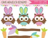 50% OFF SALE Easter Owls Clipart Graphics Carrots Tree Branches Clipart INSTANT Download Il_170x135