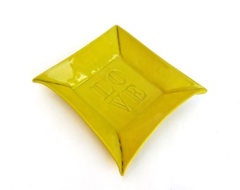 love ... hand built chartreuse porcelain tray