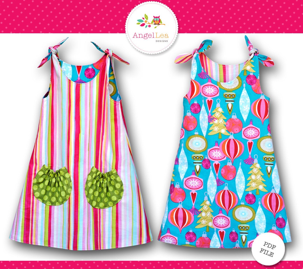 front knot pattern dress AngelLeaDesigns Dress Tie Top Pattern. PDF Dress Girls Pattern. by