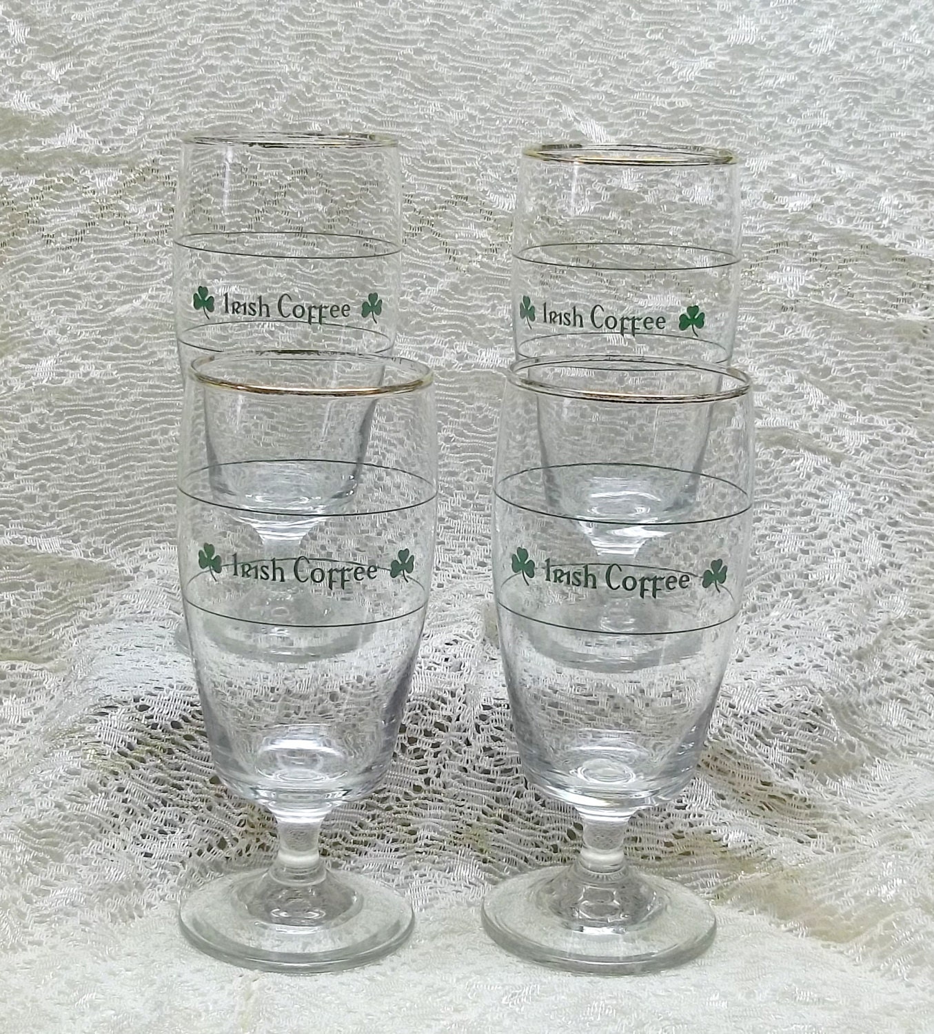 Vintage Irish coffee footed glasses 6.5 by recupefashionnstuff